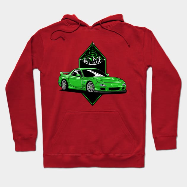 Green RX7 - Legend JDM car Hoodie by Car_Designer